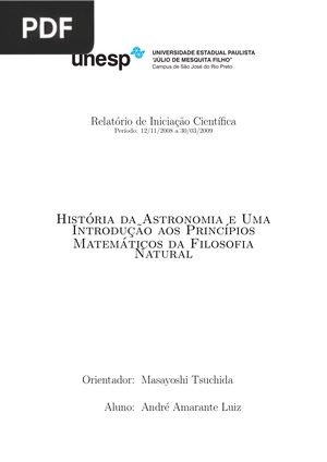 História da Astronomia e uma Introdução aos Princípios Matemáticos da Filosofia Natural