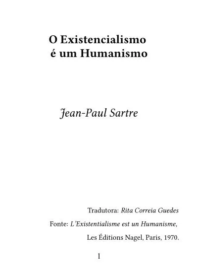 O Existencialismo é um Humanismo